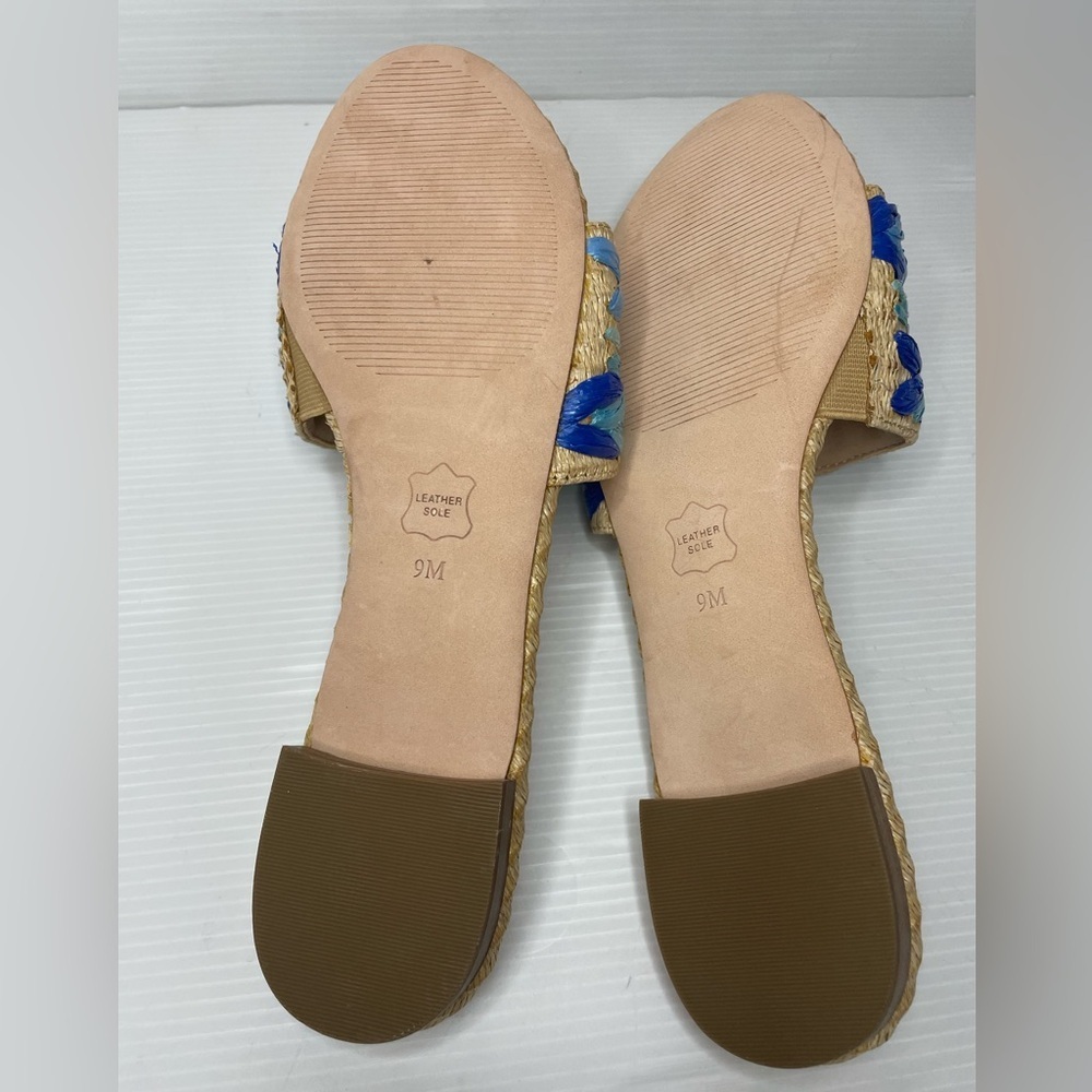 Talbots KERI RAFFIA SLIDES Blue Beachy Boho Size 9 - Picture 4 of 4